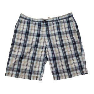 Dockers Bermuda Shorts Men's 38 Navy Blue White Tech Pocket 10" Inseam EUC LN